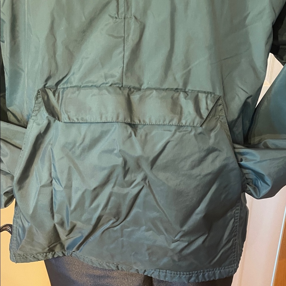 Unisex Dark Green Hooded Pullover Windbreaker Jacket. Sz L. - Picture 3 of 15